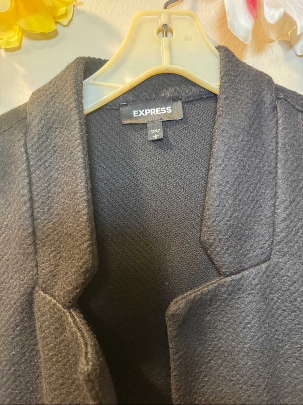 Express Black Open-Front Textured Coat - Picture 4 of 12